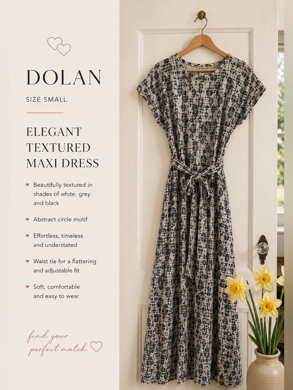 dolan Black & White Textured Abstract Maxi Dress
